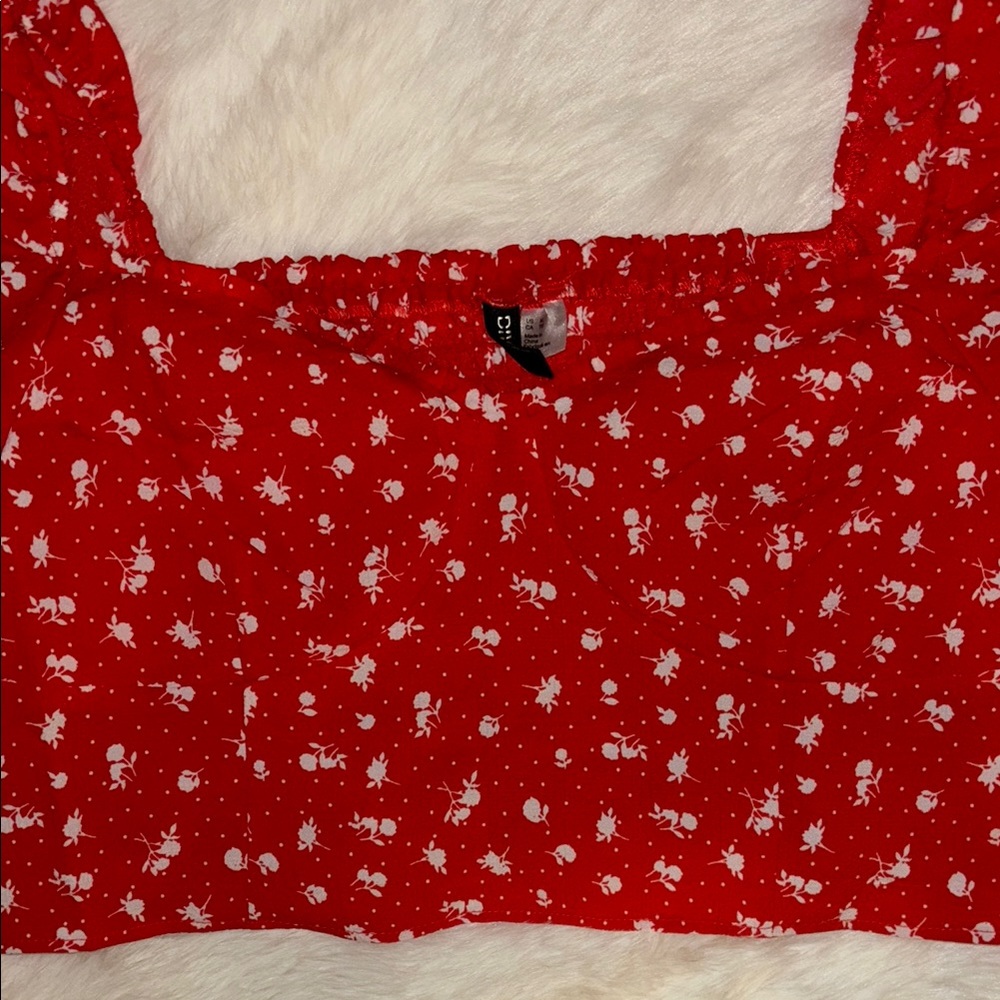 H&M Red Floral Blouse